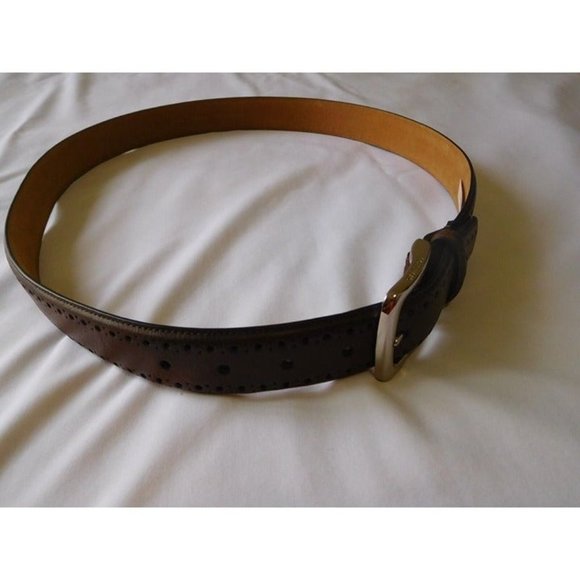Cole Haan Mens CHOCOLATE Brown Belt Size 42 Perforated New Man Made Material - Picture 7 of 8